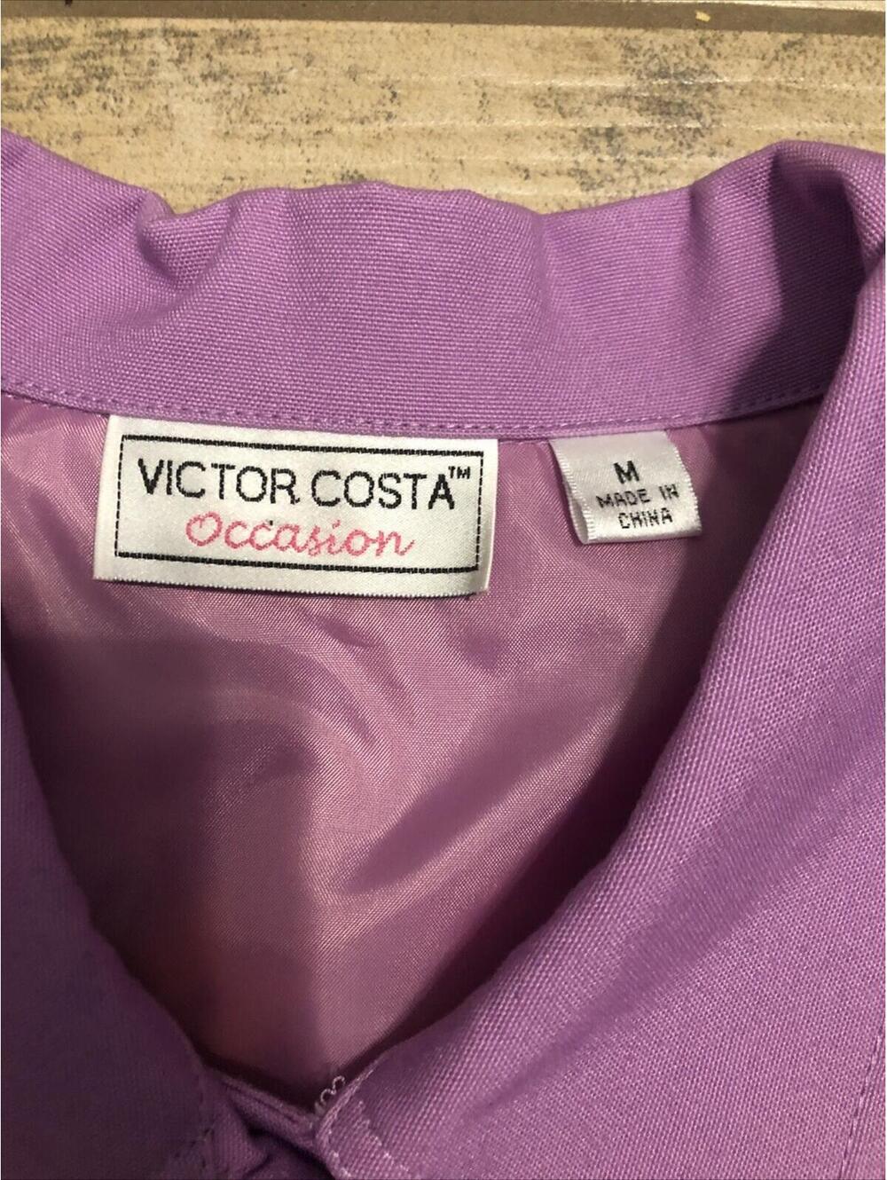 Vtg Victor Costa Womens Purple Denim/canvas Jacket Embroidered  Snap‎ Collared M - Picture 6 of 15